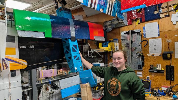 Clara Weber is part of the Case Aeronautics Team, which makes airplanes at the Sears think[box].